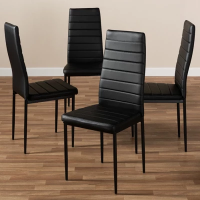 Set Of 4 Armand Modern And Contemporary Faux Leather Upholstered Dining Chairs - Baxton Studio - Image 3
