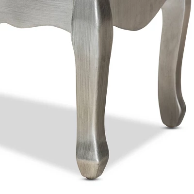 Leonie Wood And Mirrored Glass 2 Drawer Nightstand Silver - Baxton Studio - Image 5