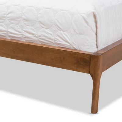 Brooklyn Mid Century Modern Walnut Wood Fabric Upholstered Platform Bed - Baxton Studio - Image 7