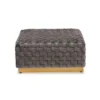 Noah Velvet Fabric Upholstered Square Cocktail Ottoman Gray/Gold - Baxton Studio