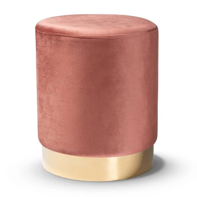 Chaela Velvet Metal Ottoman - Baxton Studio - Image 9