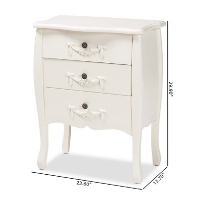 Eliya Wood 3 Drawer Storage Cabinet White - Baxton Studio - Image 9