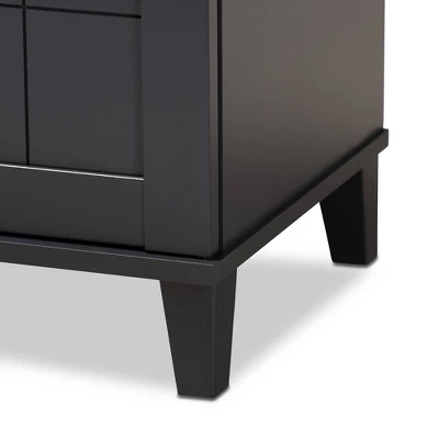 Shelf Wood Shoe Storage Cabinet Glidden Finished Dark Gray - Baxton Studio - Image 5