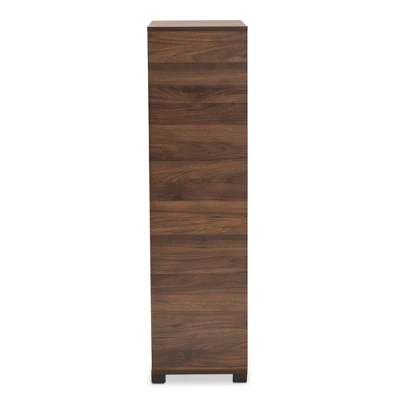 Raina Two-Tone Wood 2 Door Shoe Storage Cabinet Walnut Brown/Black - Baxton Studio - Image 3