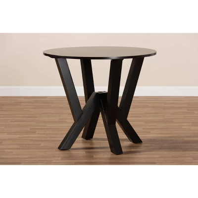 35" Irene Wide Round Wood Dining Table - Baxton Studio - Image 6