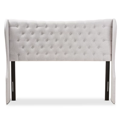 Cadence Modern And Contemporary Fabric Button Tufted Winged Headboard Gray - Baxton Studio