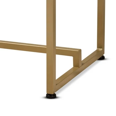 Renzo Metal Console Table With Faux Marble Tabletop White/Gold - Baxton Studio - Image 4