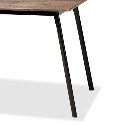 Calder Wood And Metal Dining Table Walnut Brown/Black - Baxton Studio - Image 3