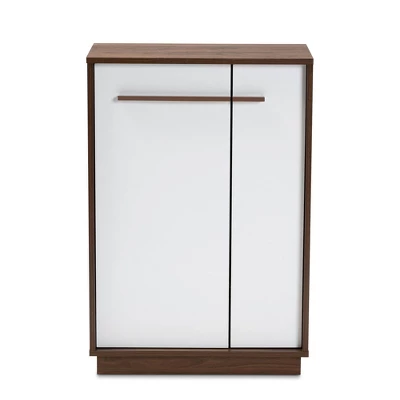 Mette Walnut Finished Wood Shoe Cabinet White - Baxton Studio - Image 7