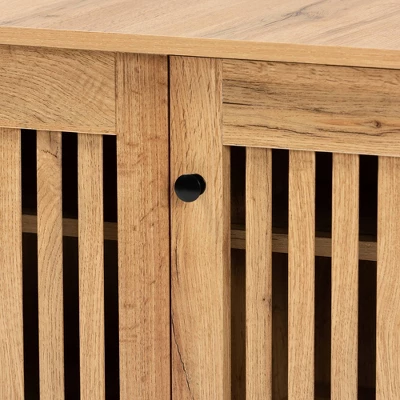 Fernanda Wood 3 Door Cabinet Oak Brown/Black - Baxton Studio - Image 4