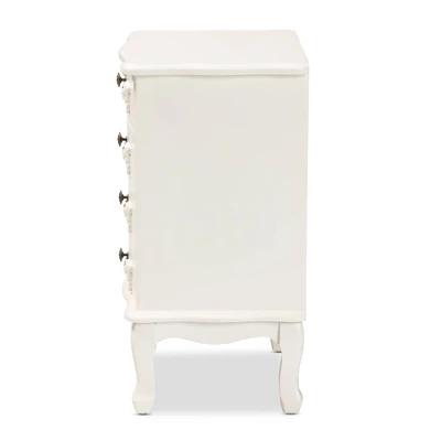 Callen Wood 4 Drawer Nightstand White - Baxton Studio - Image 4