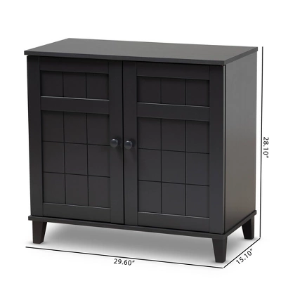 Shelf Wood Shoe Storage Cabinet Glidden Finished Dark Gray - Baxton Studio