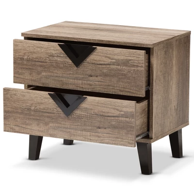 Swanson Modern And Contemporary Wood 2 - Drawer Nightstand - Light Brown - Baxton Studio