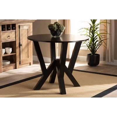 35" Irene Wide Round Wood Dining Table - Baxton Studio - Image 4
