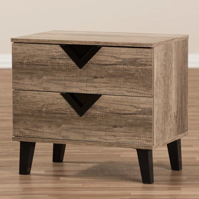 Swanson Modern And Contemporary Wood 2 - Drawer Nightstand - Light Brown - Baxton Studio - Image 5