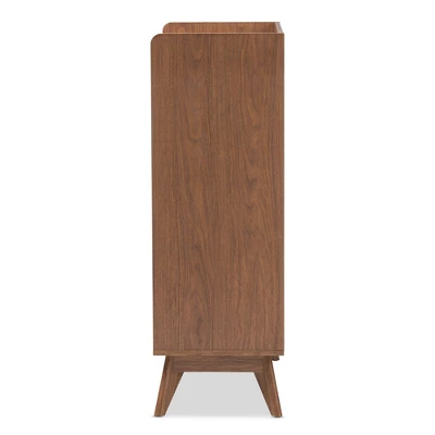 Brighton Mid-Century Modern Wood 4 Drawer Storage Chest Brown - Baxton Studio - Image 3