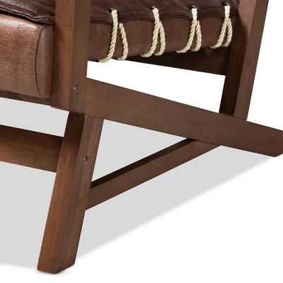 Rovelyn Faux Leather Finished Wood Sofa Brown - Baxton Studio - Image 4