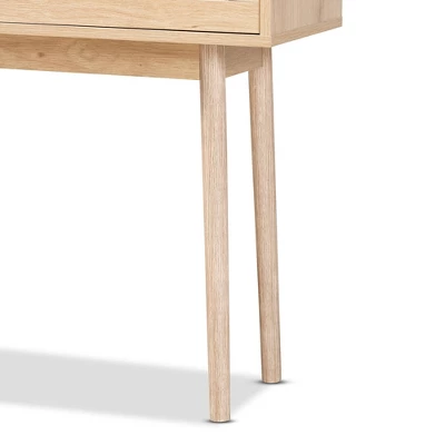 Baird Wood And Rattan 2 Drawer Console Table Brown - Baxton Studio - Image 5