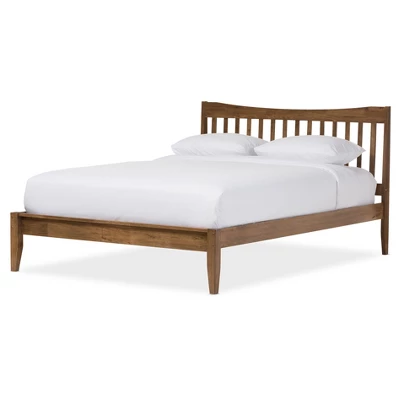 Edeline Mid - Century Modern Solid Wood Curvaceous Slatted Platform Bed - Baxton Studio - Image 5