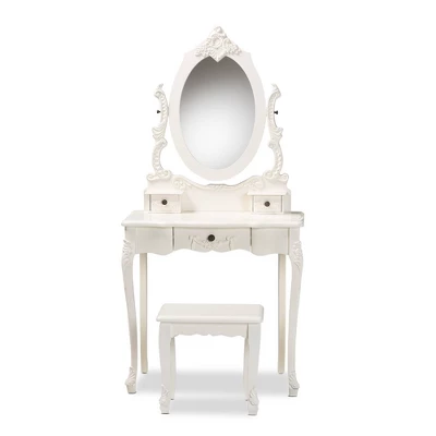 2pc Macsen Wood Vanity Set With Adjustable Mirror White - Baxton Studio - Image 3