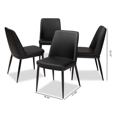 Set Of 4 Darcell Modern And Contemporary Faux Leather Upholstered Dining Chairs - Baxton Studio - Image 4