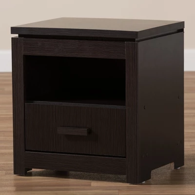 Bienna Modern And Contemporary Finished 1 Drawer Nightstand Dark Brown - Baxton Studio - Image 7