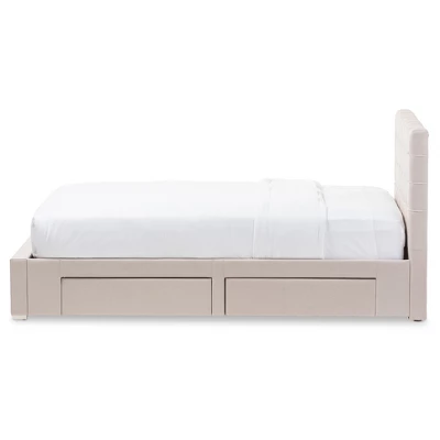 Queen Rene Modern And Contemporary Fabric 4 Drawer Storage Platform Bed - Baxton Studio - Image 3
