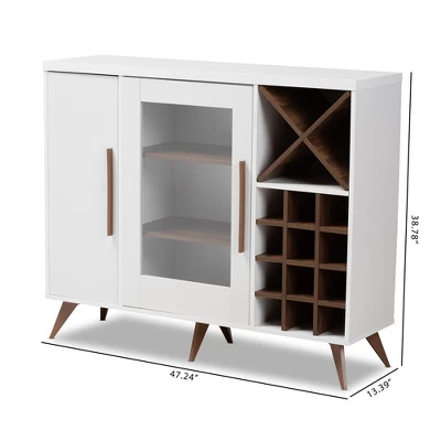 Baxton Studio Pietro Finished Wine Cabinet White/Brown - BaxtonStudio - Image 8