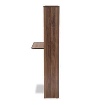 Ezra Wood Storage Computer Desk With Shelves Walnut - Baxton Studio - Image 2