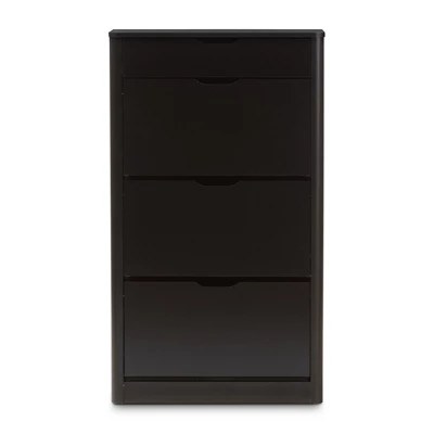 Cayla Modern And Contemporary Wood Shoe Cabinet - Black - Baxton Studio - Image 2
