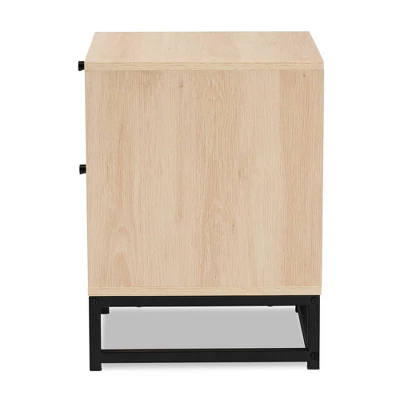Ardon Bohemian Wood And Metal 1 Drawer Nightstand With Rattan Light Brown/Black - Baxton Studio - Image 3