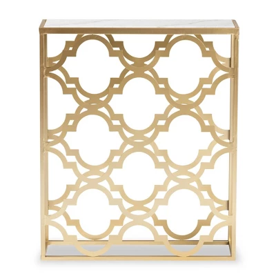 Calanthe Metal With Marble Tabletop Console Table White/Gold - Baxton Studio - Image 2