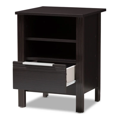 Hamish Modern And Contemporary Finished 1 Drawer Nightstand Dark Brown - Baxton Studio