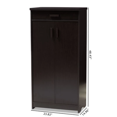 Bienna Modern And Contemporary Finished Shoe Cabinet Dark Brown - Baxton Studio - Image 11