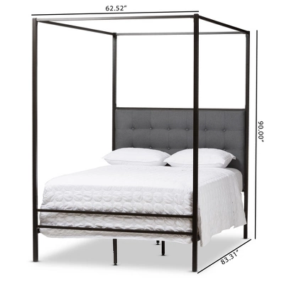 Queen Eleanor Vintage Industrial Finished Metal Canopy Bed Black - Baxton Studio - Image 5
