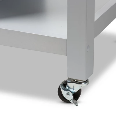 Hayward Coastal And Farmhouse Natural Wood Kitchen Cart White, Light Brown - Baxton Studio - Image 12