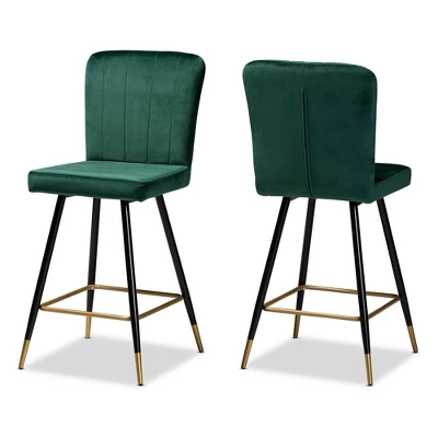 2pc Preston Two-Tone And Metal Bar Stool Set - Baxton Studio - Image 8
