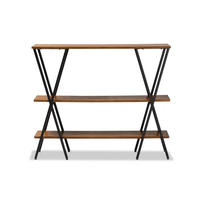 Norton Rustic And Industrial Wood And Black Metal Console Table Walnut Brown - Baxton Studio