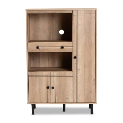 Patterson 1 Drawer Kitchen Storage Cabinet Walnut - Baxton Studio - Image 2