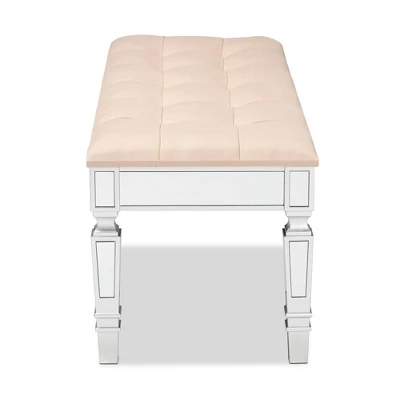 Hedia Fabric Upholstered And Wood Accent Bench - Baxton Studio - Image 3