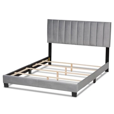 Clare Velvet Panel Bed With Tufted Headboard - Baxton Studio - Image 2