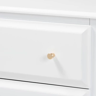 3 Drawer Naomi Wood Bedroom Chest White/Gold - Baxton Studio - Image 4