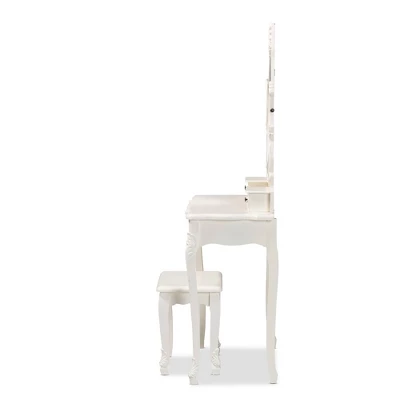 2pc Macsen Wood Vanity Set With Adjustable Mirror White - Baxton Studio - Image 4