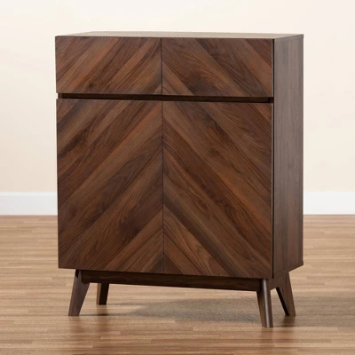 Hartman Wood Shoe Cabinet Walnut Brown - Baxton Studio - Image 4