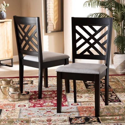 2pc Caron Upholstered Wood Dining Chair Set - Baxton Studio - Image 4