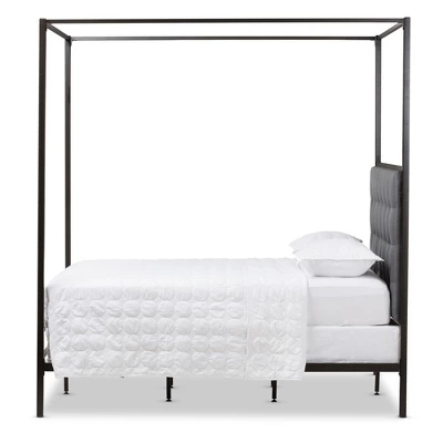Queen Eleanor Vintage Industrial Finished Metal Canopy Bed Black - Baxton Studio
