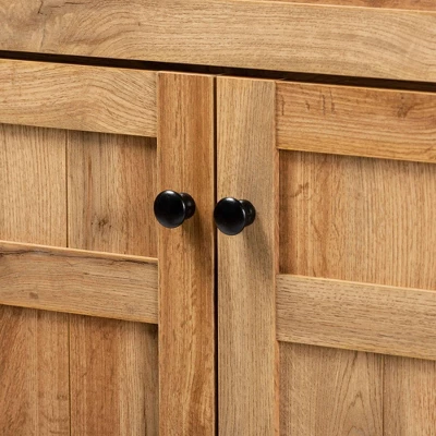 Glidden Wood 1 Drawer Shoe Storage Cabinet Oak Brown - Baxton Studio - Image 4