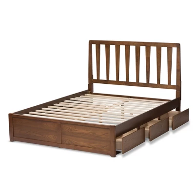 Queen Raurey Modern And Contemporary Walnut Finished Storage Platform Bed Brown - Baxton Studio - Image 4