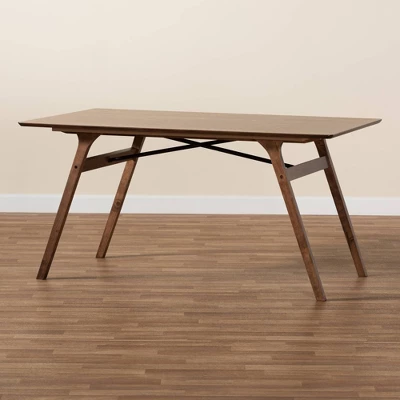 Saxton Wood Dining Table Walnut Brown/Black - Baxton Studio - Image 6