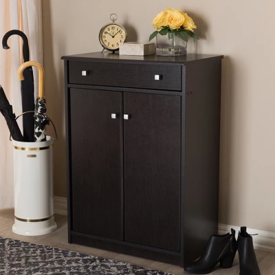 Dariell Modern And Contemporary Finished Shoe Cabinet Dark Brown - Baxton Studio - Image 6